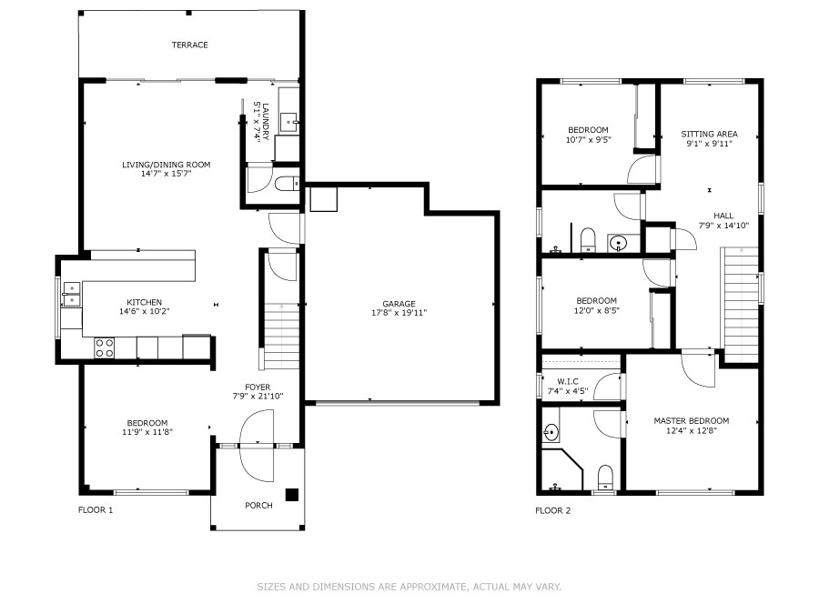 2D real estate floor plans with dimensions