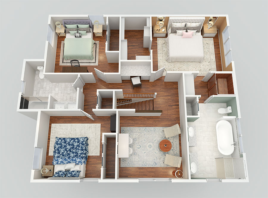 3D floor plans real estate upstairs example