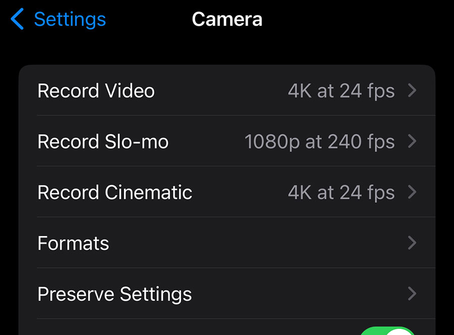iPhone camera settings for real estate videos