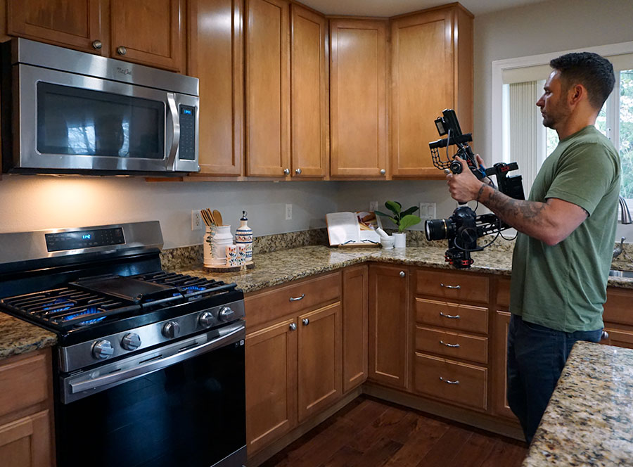 Real estate videography behind the scenes kitchen